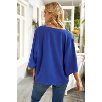 Blue Draped Blouse