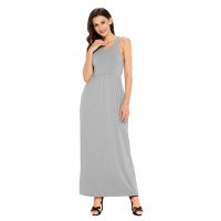 Grey Racerback Maxi Dress with Pockets