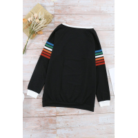 Rainbow Print Black Long Sleeve Top