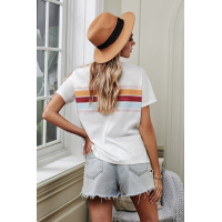 White Striped Print T-shirt