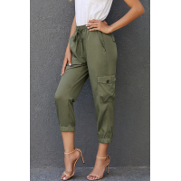 Olive Drawstring Cargo Pocketed Joggers