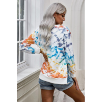 High Low Hem Tie-dye Print Top with Slits