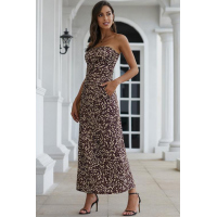 Black Bohemian Bandeau Floral Print Maxi Dress