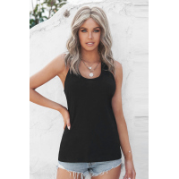 Black Scoop Neck Basic Solid Tank Top 