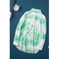 Green Whirlwind Tie Dye Button Shirt with Pocket