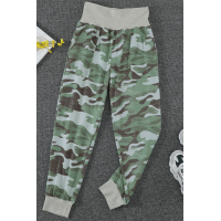 Light Green Camouflage Pocket Casual Pants With Slit