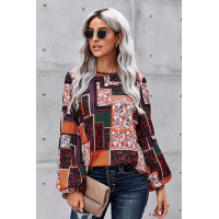 Multicolor Bohemian Floral Print Patchwork Top