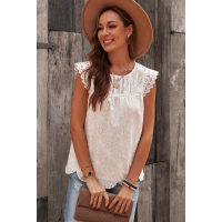 White Sleeveless Eyelet Tank Top