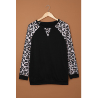 Black Leopard Long Sleeve Top