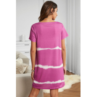 Pink Tie Dye Casual Mini Dress