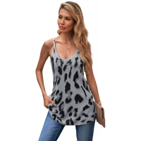 Gray Leopard Knit Tank Top