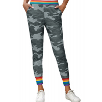 Rainbow Stripe Gray Camo Casual Pants