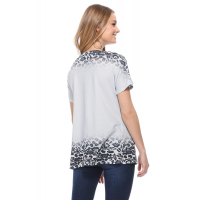 Gray Loose Snow Leopard Top