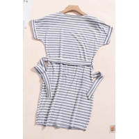 Stripes Pocketed T-shirt Dress with Belt