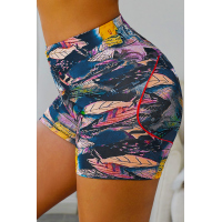 Black Printed High Waist Lift Up Yoga Shorts