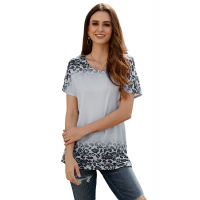 Gray Loose Snow Leopard Top