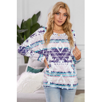 Multicolor Rustic Tribal Front Pocket Long Sleeve Top