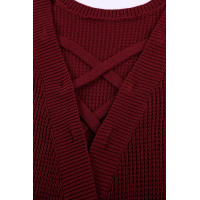 Wine Red Crisscross Hollow-out Knit Tank Top