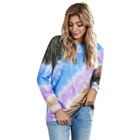 Ombre Blue Tie-dye Long Sleeve Top