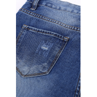 Blue Fading Distressed Holes Crop Jeans