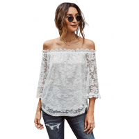 White Lace Off Shoulder Blouse Top