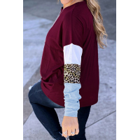 Wine Drop Shoulder Spliced Sleeve Top