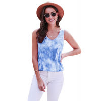 Sky Blue Washed Effect Tie Dye Tank