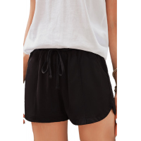 Black Drawstring Elastic Waist Casual Shorts with Pockets