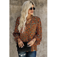 Brown Love You Boo Balloon Sleeve Blouse