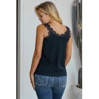 Black Facade Lace Cami Tank Top