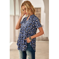 Charcoal Leopard Collared Baby Doll Top