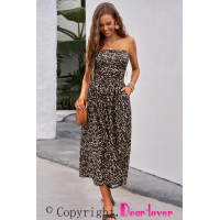 Black Bohemian Bandeau Floral Print Maxi Dress