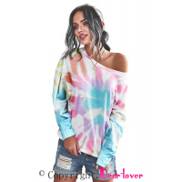 Rainbow Tie Dye Pullover Long Sleeve Top