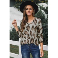 Leopard V Neck Long Sleeve Top