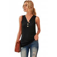 Black Just Say The Word 3 Button Tank Top