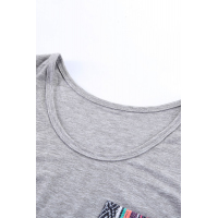 Gray Casual Women Tank Top with Multicolor Pocket