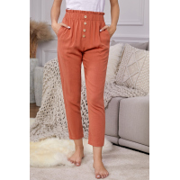 Orange Linen Blend Pocketed Pants