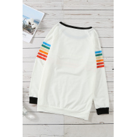 Rainbow Print White Long Sleeve Top