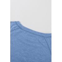 Blue Heathered Round Neck T-shirt