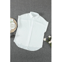 White Collared Button Short Sleeves Shirt