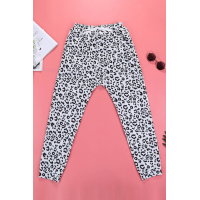 White Casual Skinny Leopard Print Pants