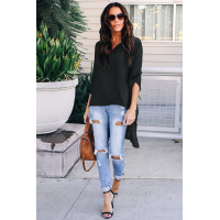 Black Chic High Low Kimono Top