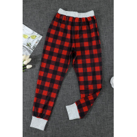 Red Plaid Drawstring Joggers