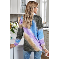 Ombre Blue Tie-dye Long Sleeve Top