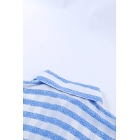  V Neck Stripes Roll up Sleeve Button Shirt