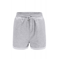 Gray Tie Waist Side Pockets Cuffed Lounge Shorts