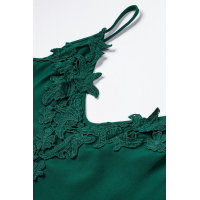 Green Lace Cami Tank Top with Adjustable Spaghetti Straps