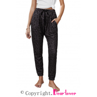 Gray Casual Skinny Leopard Print Pants