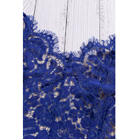 Blue Eyelash Lace Spaghetti Strap Midi Dress