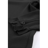 Black Frilled Neckline Buttoned French Shirt